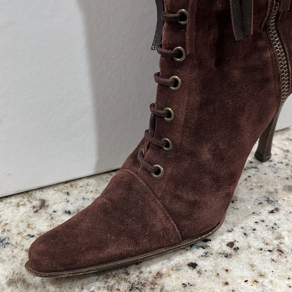 BEBE Suede Heeled Fringe Boots, size 7.5 - Picture 15 of 16